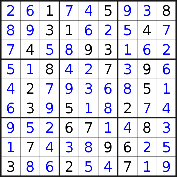 Sudoku solution for puzzle published on Saturday, 30th of October 2021