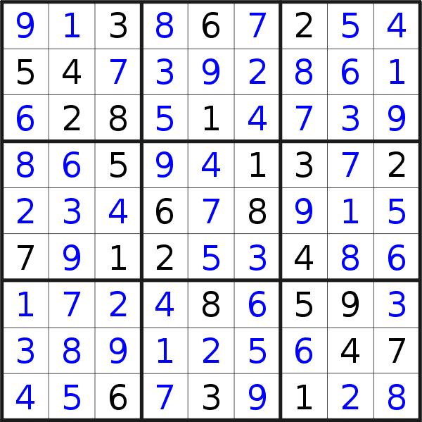 Sudoku solution for puzzle published on Monday, 1st of November 2021