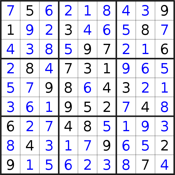 Sudoku solution for puzzle published on Monday, 8th of November 2021