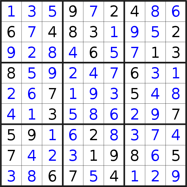 Sudoku solution for puzzle published on Tuesday, 9th of November 2021