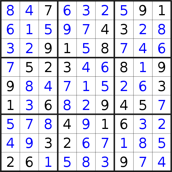 Sudoku solution for puzzle published on Saturday, 13th of November 2021