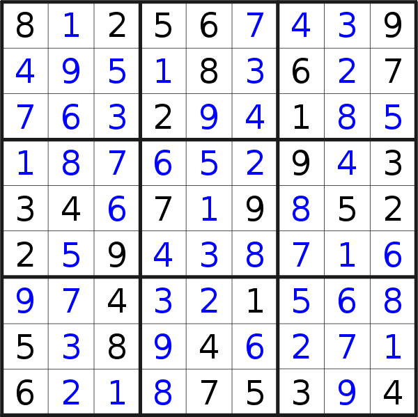 Sudoku solution for puzzle published on Friday, 19th of November 2021