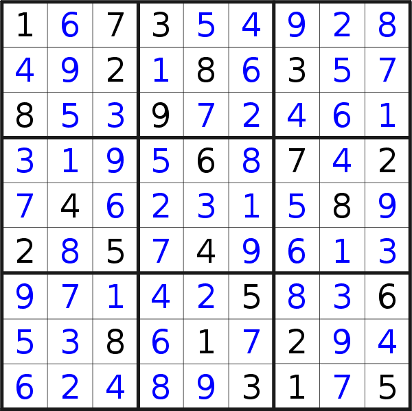 Sudoku solution for puzzle published on Saturday, 20th of November 2021