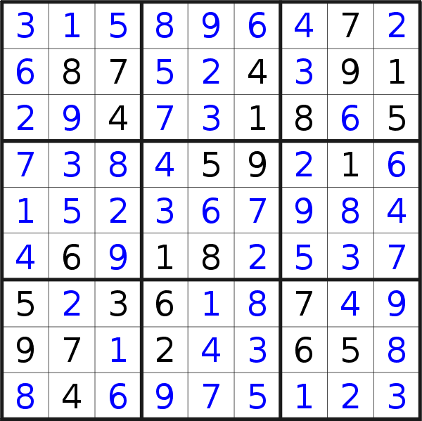Sudoku solution for puzzle published on Monday, 22nd of November 2021
