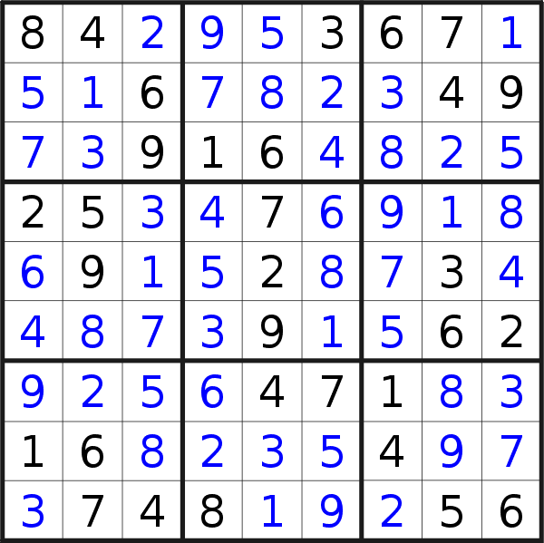 Sudoku solution for puzzle published on Tuesday, 23rd of November 2021