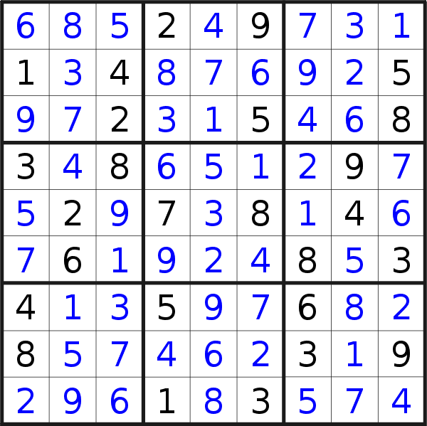 Sudoku solution for puzzle published on Thursday, 25th of November 2021