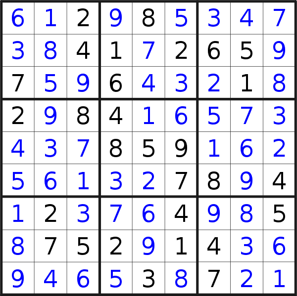 Sudoku solution for puzzle published on Friday, 26th of November 2021