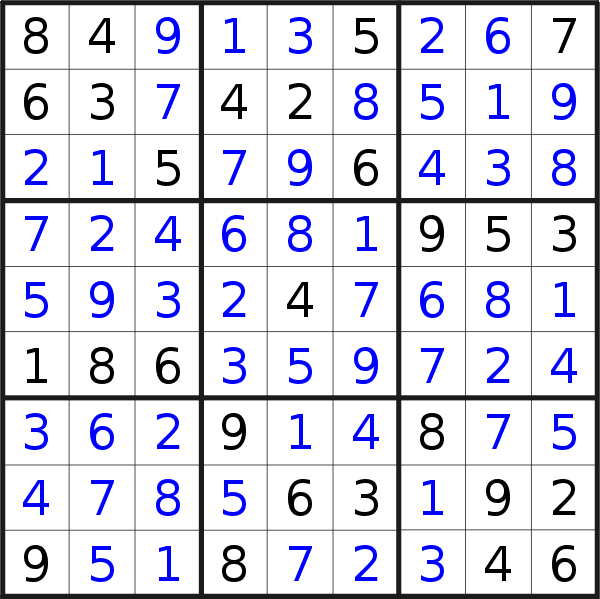 Sudoku solution for puzzle published on Thursday, 2nd of December 2021