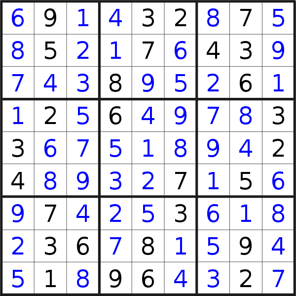 Sudoku solution for puzzle published on Friday, 3rd of December 2021