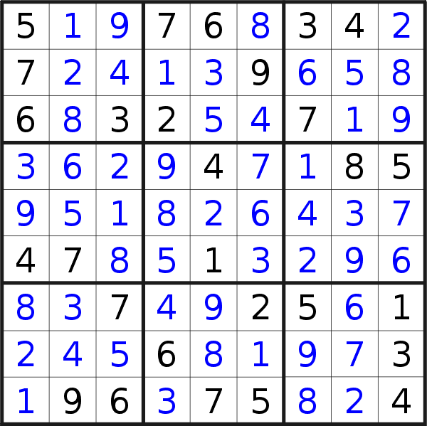 Sudoku solution for puzzle published on Monday, 6th of December 2021
