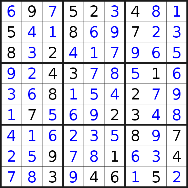 Sudoku solution for puzzle published on Sunday, 12th of December 2021