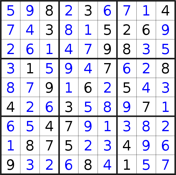 Sudoku solution for puzzle published on Sunday, 19th of December 2021
