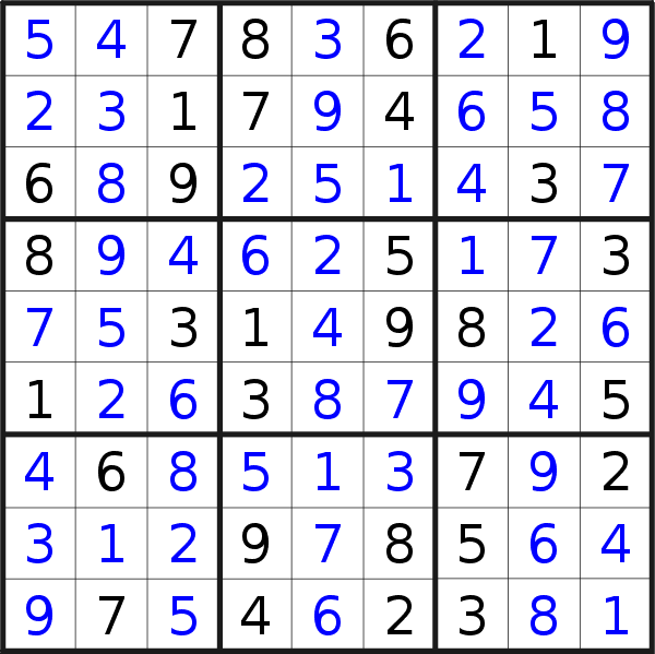 Sudoku solution for puzzle published on Wednesday, 22nd of December 2021