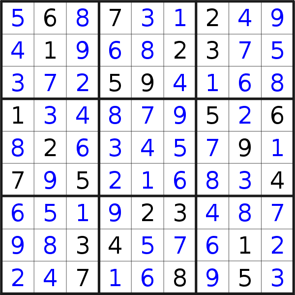 Sudoku solution for puzzle published on Thursday, 23rd of December 2021