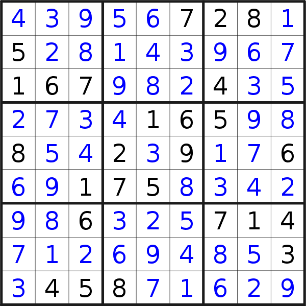 Sudoku solution for puzzle published on Friday, 24th of December 2021