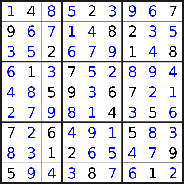 Sudoku solution for puzzle published on Saturday, 25th of December 2021