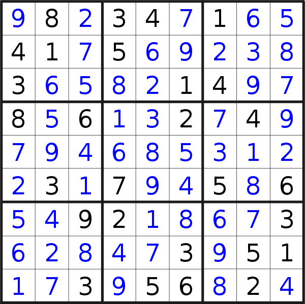 Sudoku solution for puzzle published on Tuesday, 28th of December 2021