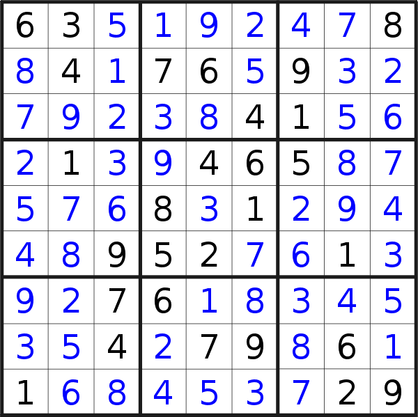 Sudoku solution for puzzle published on Friday, 31st of December 2021