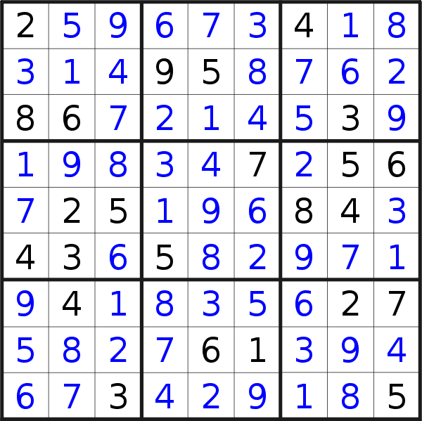 Sudoku solution for puzzle published on Thursday, 6th of January 2022