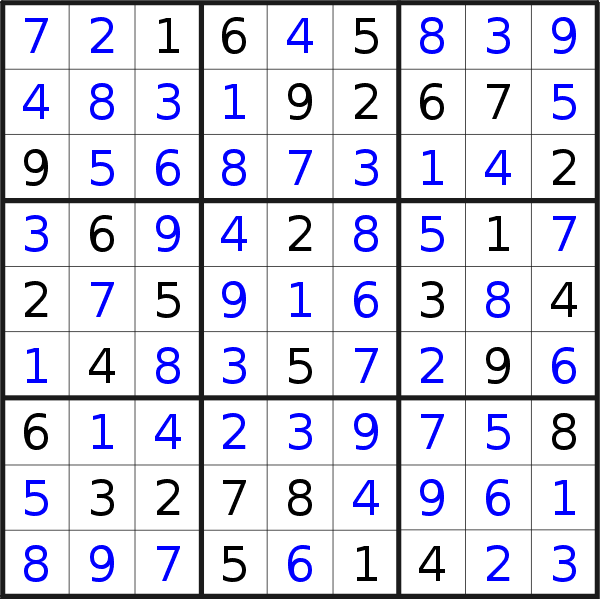Sudoku solution for puzzle published on Friday, 7th of January 2022