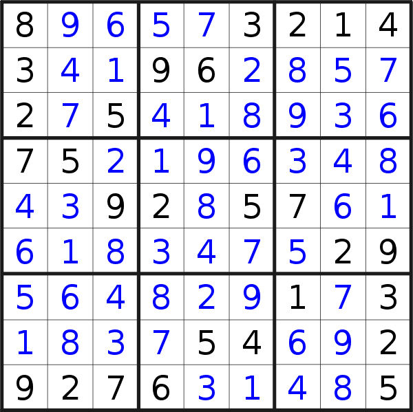 Sudoku solution for puzzle published on Sunday, 9th of January 2022