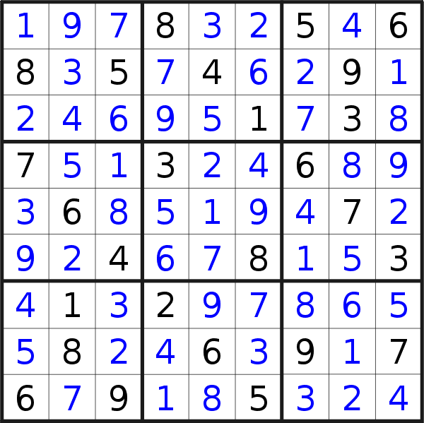 Sudoku solution for puzzle published on Monday, 10th of January 2022