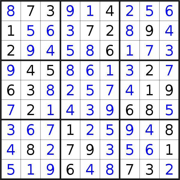 Sudoku solution for puzzle published on Wednesday, 12th of January 2022