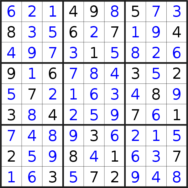 Sudoku solution for puzzle published on Tuesday, 18th of January 2022