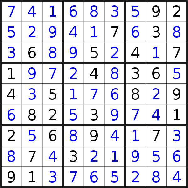 Sudoku solution for puzzle published on Saturday, 22nd of January 2022