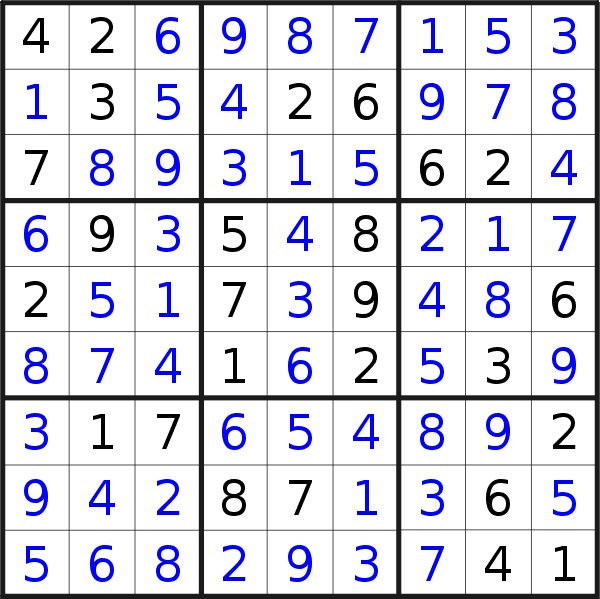 Sudoku solution for puzzle published on Monday, 24th of January 2022