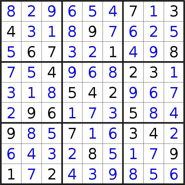 Sudoku solution for puzzle published on Tuesday, 25th of January 2022