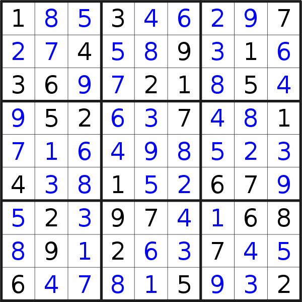 Sudoku solution for puzzle published on Wednesday, 26th of January 2022