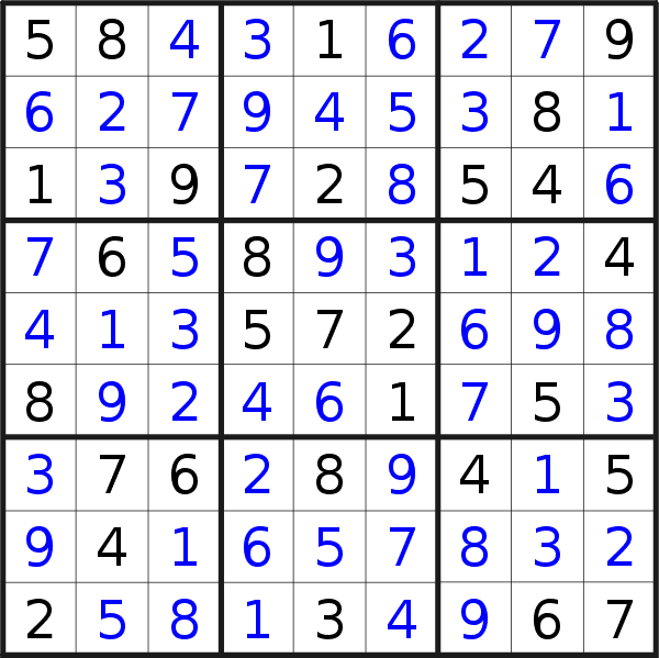 Sudoku solution for puzzle published on Friday, 28th of January 2022
