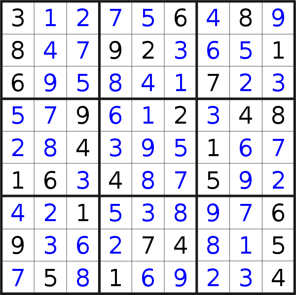 Sudoku solution for puzzle published on Thursday, 10th of March 2022