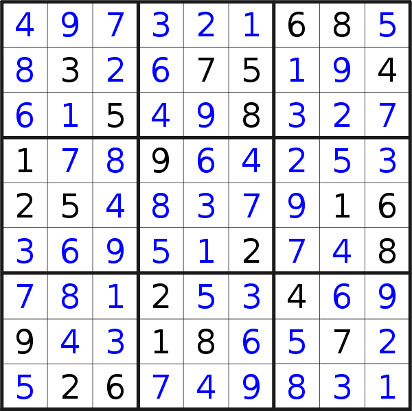 Sudoku solution for puzzle published on Thursday, 17th of March 2022
