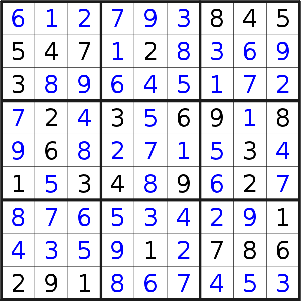 Sudoku solution for puzzle published on Friday, 18th of March 2022