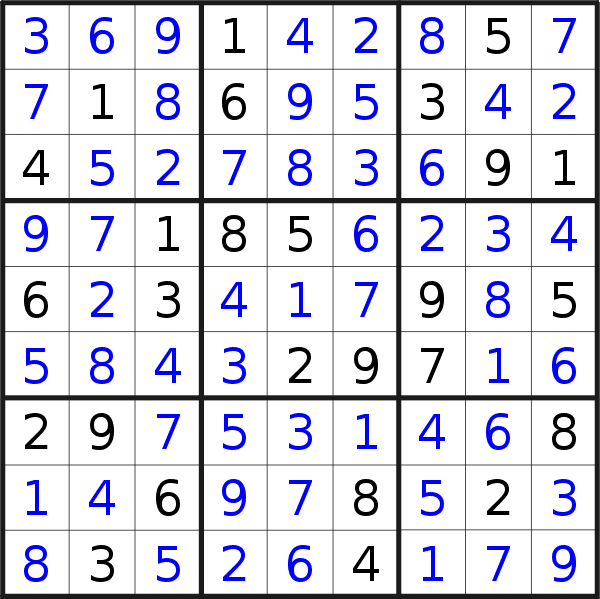 Sudoku solution for puzzle published on Tuesday, 22nd of March 2022
