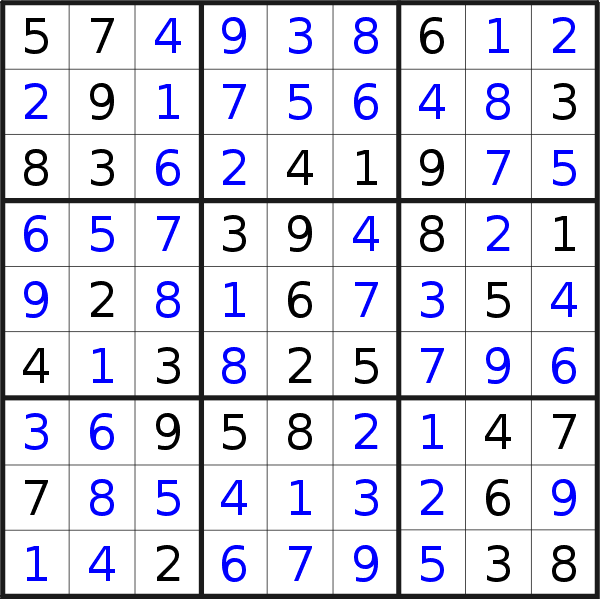 Sudoku solution for puzzle published on Thursday, 24th of March 2022