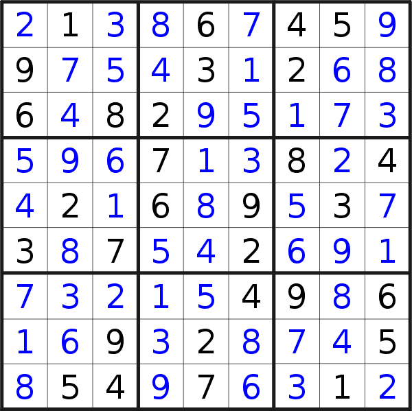 Sudoku solution for puzzle published on Sunday, 27th of March 2022