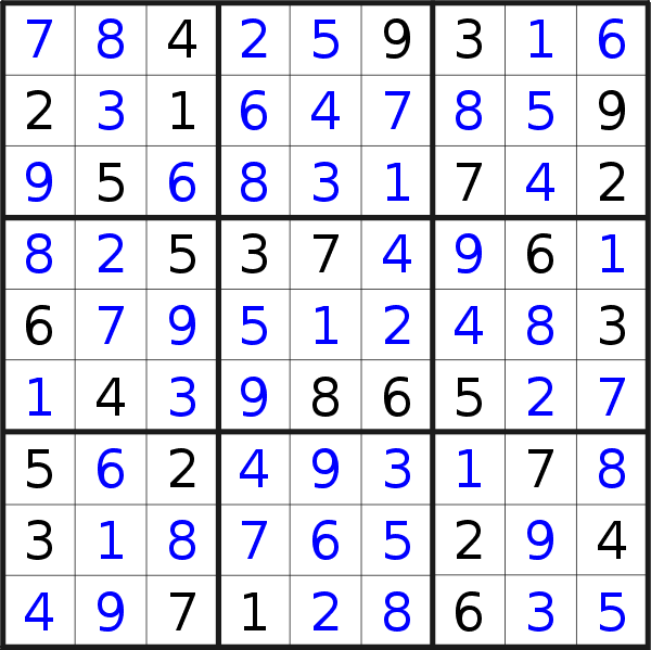 Sudoku solution for puzzle published on Wednesday, 30th of March 2022