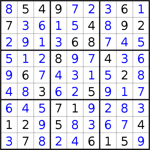 Sudoku solution for puzzle published on Friday, 1st of April 2022