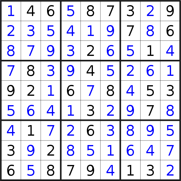 Sudoku solution for puzzle published on Sunday, 3rd of April 2022