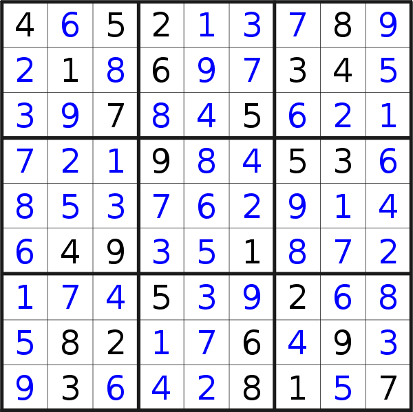 Sudoku solution for puzzle published on Thursday, 7th of April 2022