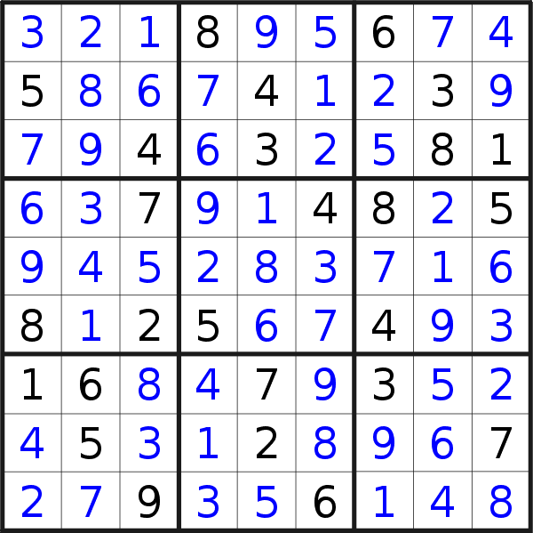 Sudoku solution for puzzle published on Saturday, 9th of April 2022