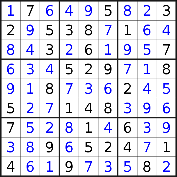 Sudoku solution for puzzle published on Sunday, 10th of April 2022