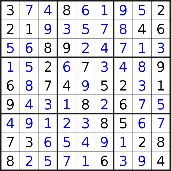 Sudoku solution for puzzle published on Wednesday, 13th of April 2022