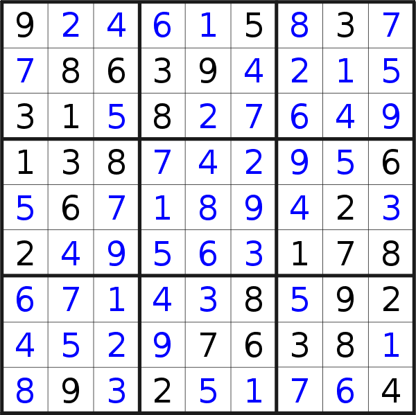 Sudoku solution for puzzle published on Sunday, 17th of April 2022