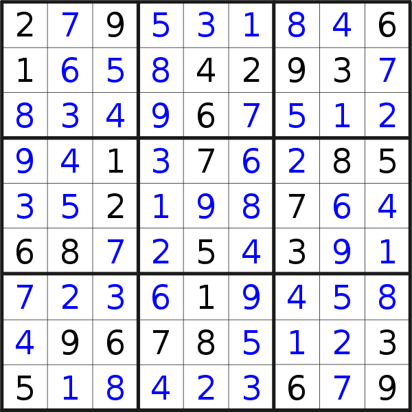 Sudoku solution for puzzle published on Monday, 18th of April 2022