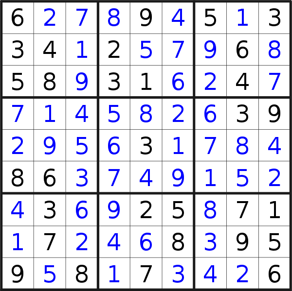 Sudoku solution for puzzle published on Thursday, 21st of April 2022