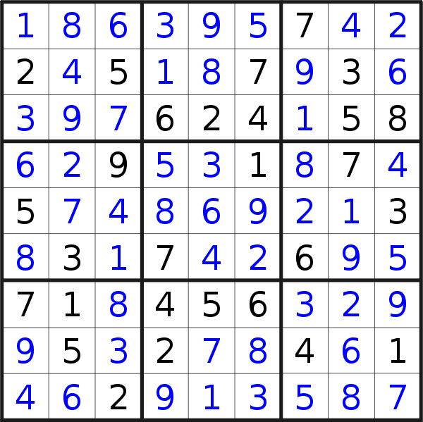 Sudoku solution for puzzle published on Saturday, 23rd of April 2022